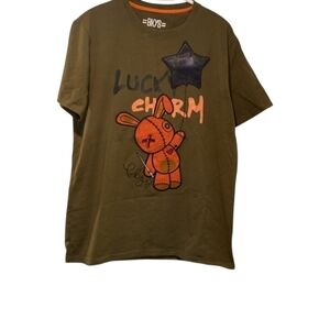 BKYS | Mens Lucky Charm Olive Green Short Sleeve Graphic Tee Size Medium